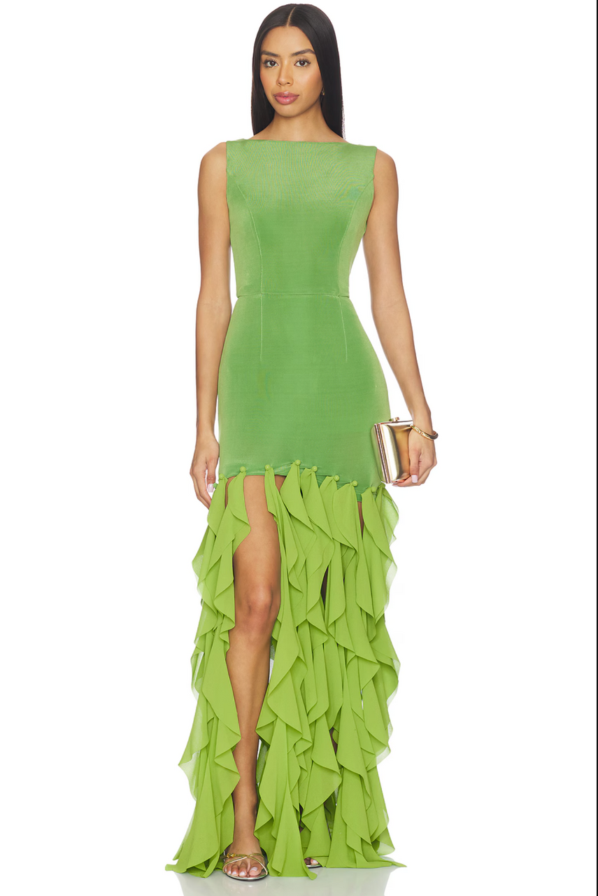 Marison Ruffled Fringe Gown