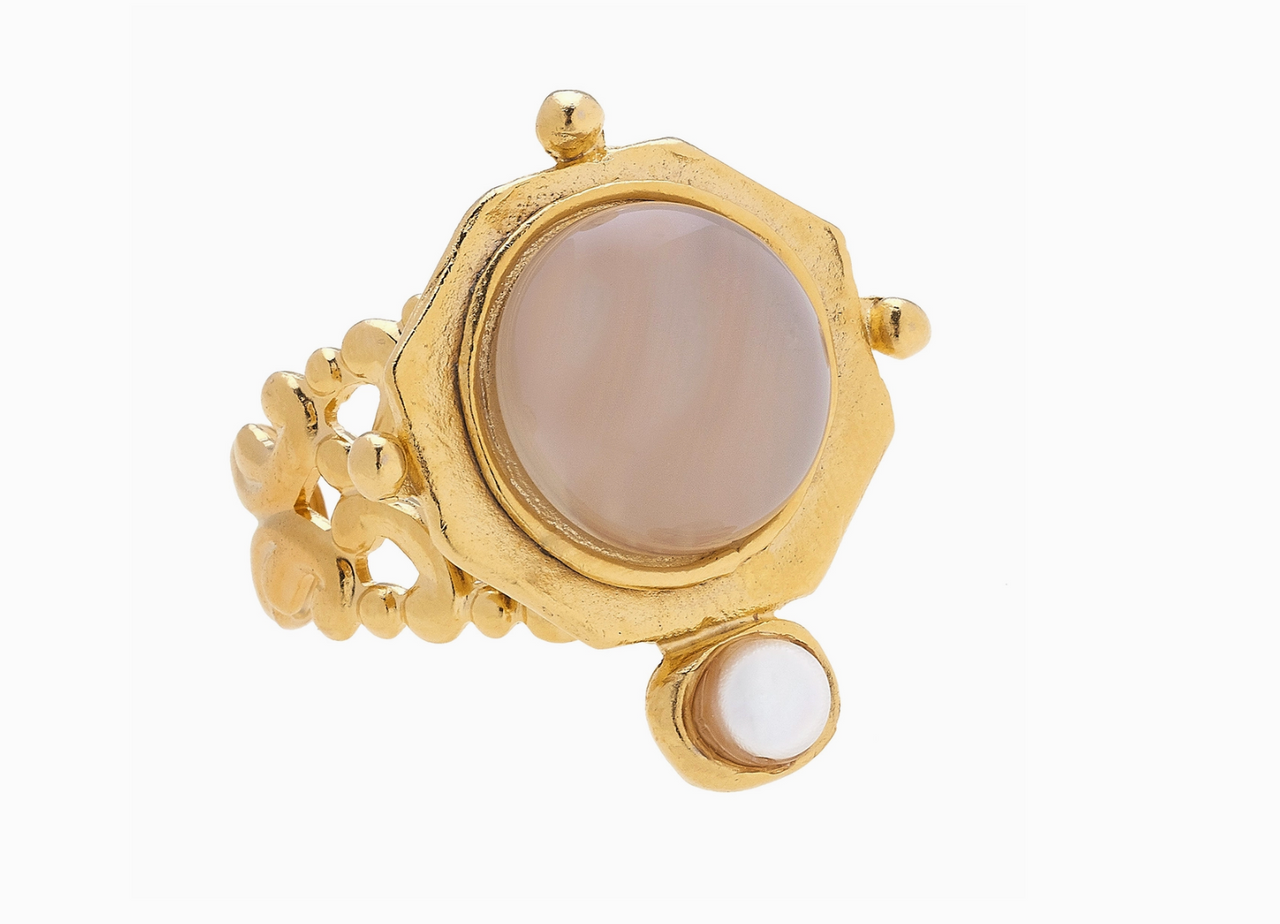 Becca Moonstone + Pearl Ring