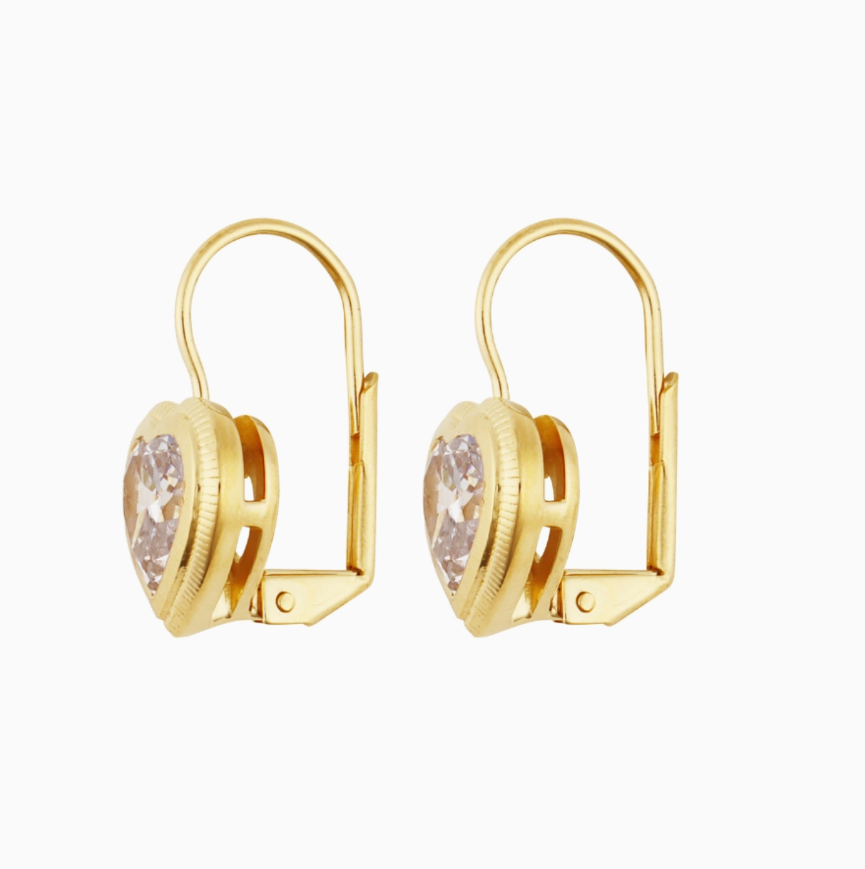 Bezel Heart Drop Earrings