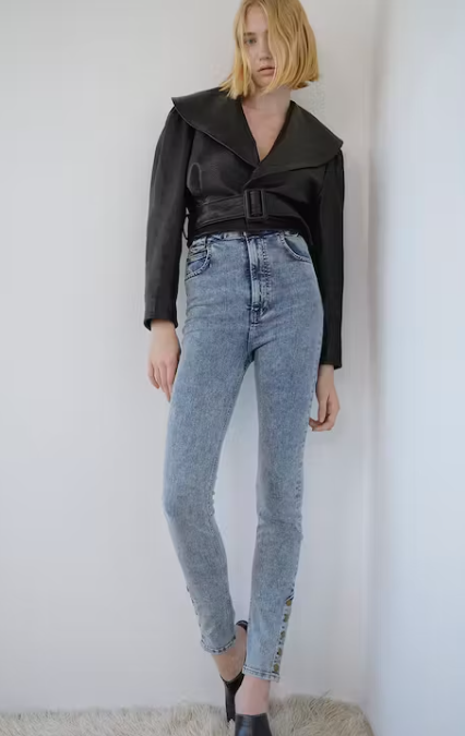The Snapped Denim Legging in Esther
