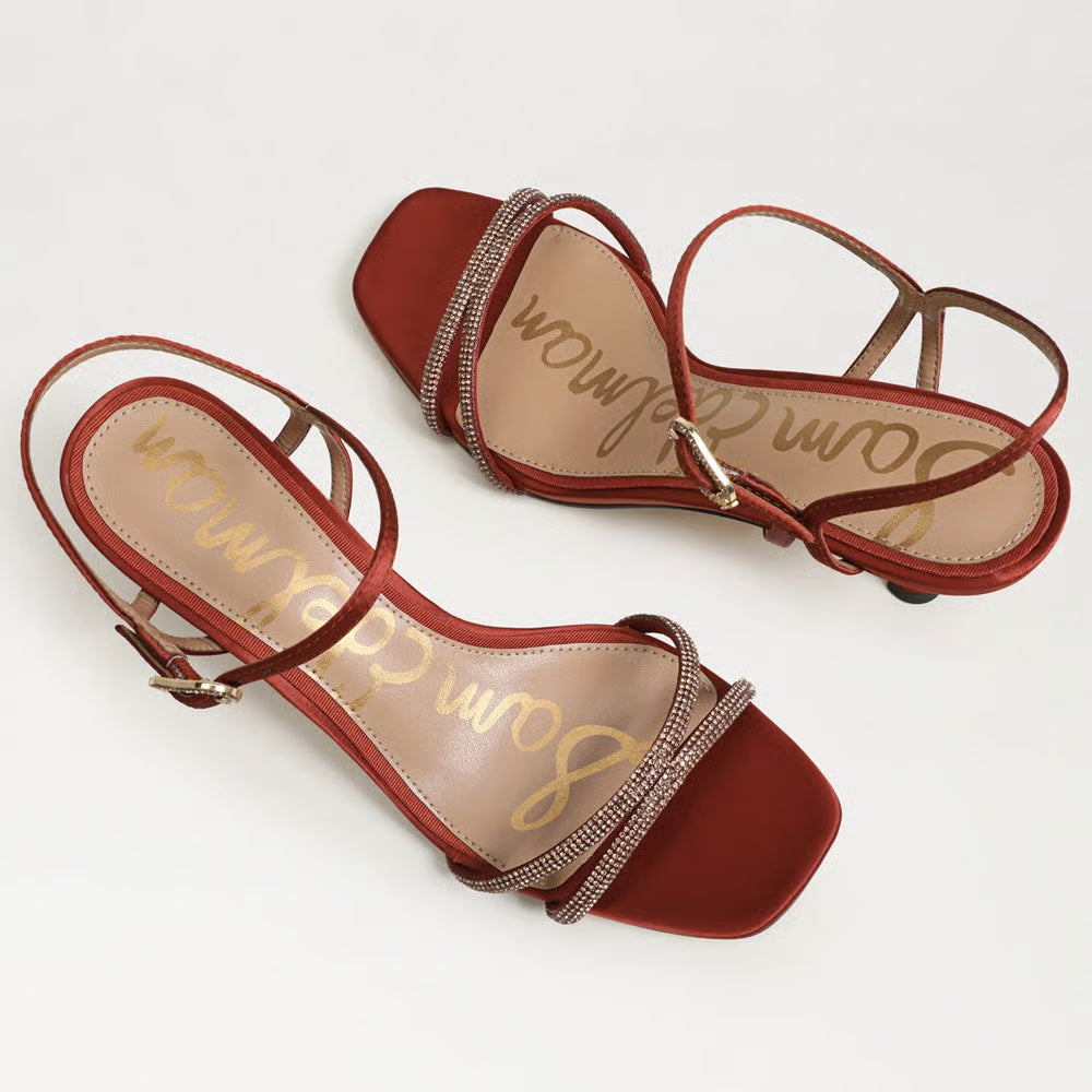 Presley Glam Kitten Heel Sandal in Ginger Copper Satin