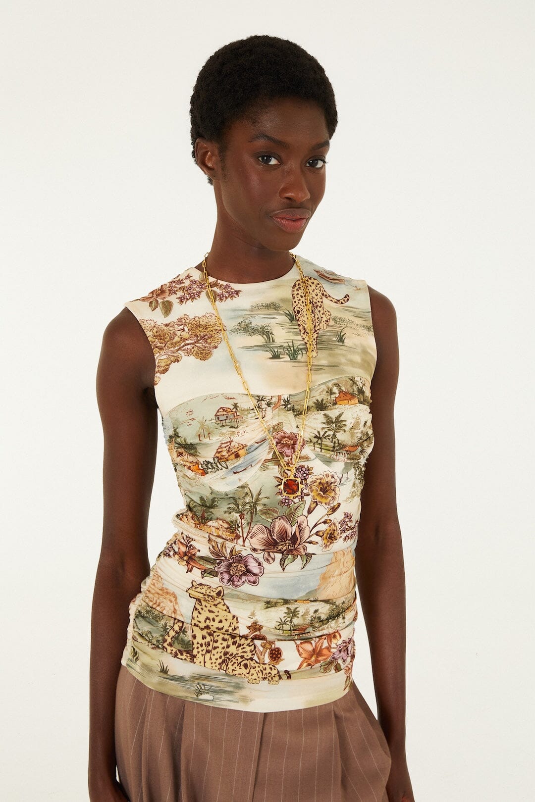 Toile De Rio Winter White Sleeveless Blouse