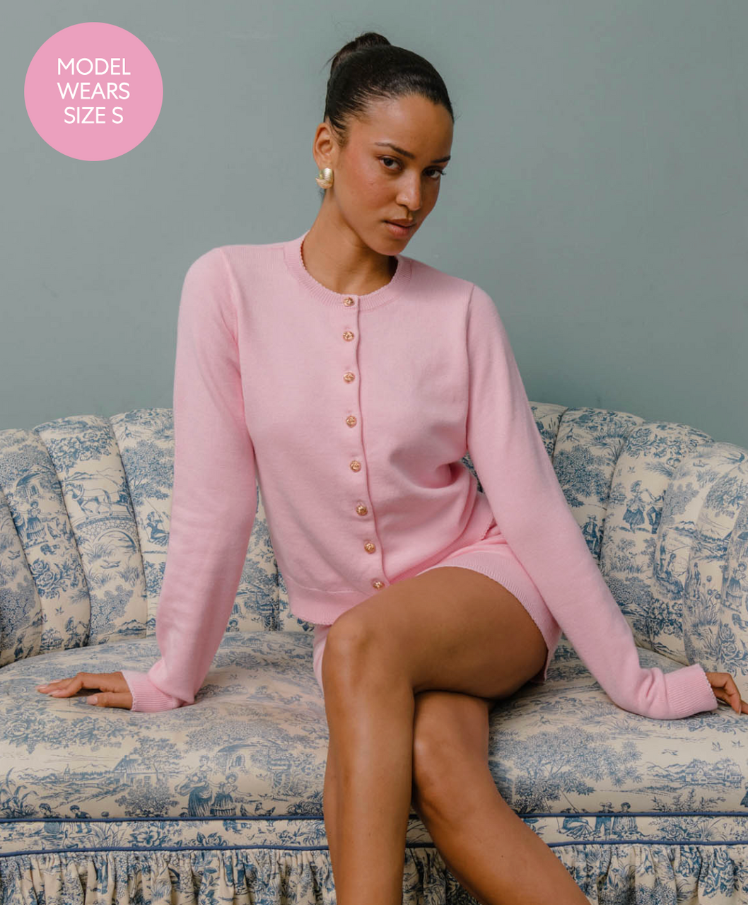 Cafe Cardigan in Pink Knit