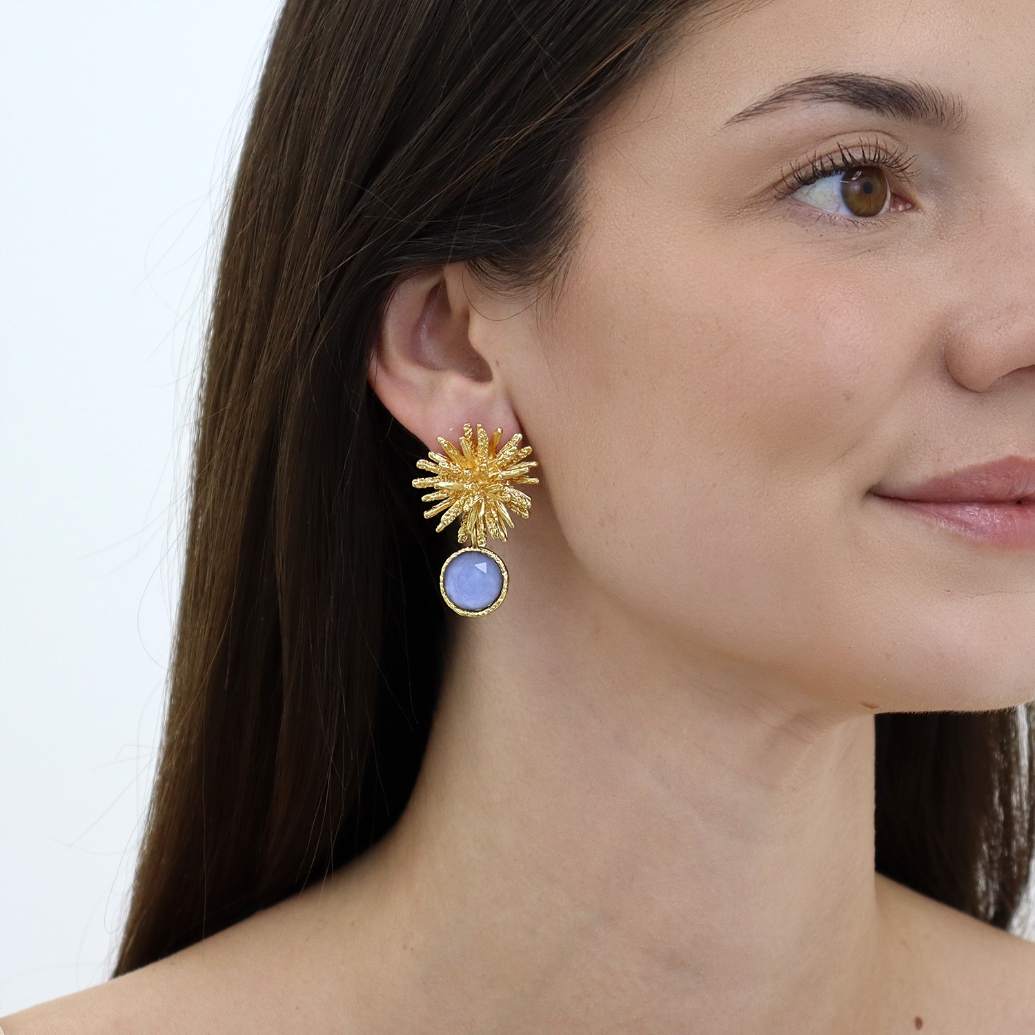 Starburst x Gem Drop Earrings - 24K Gold Plated