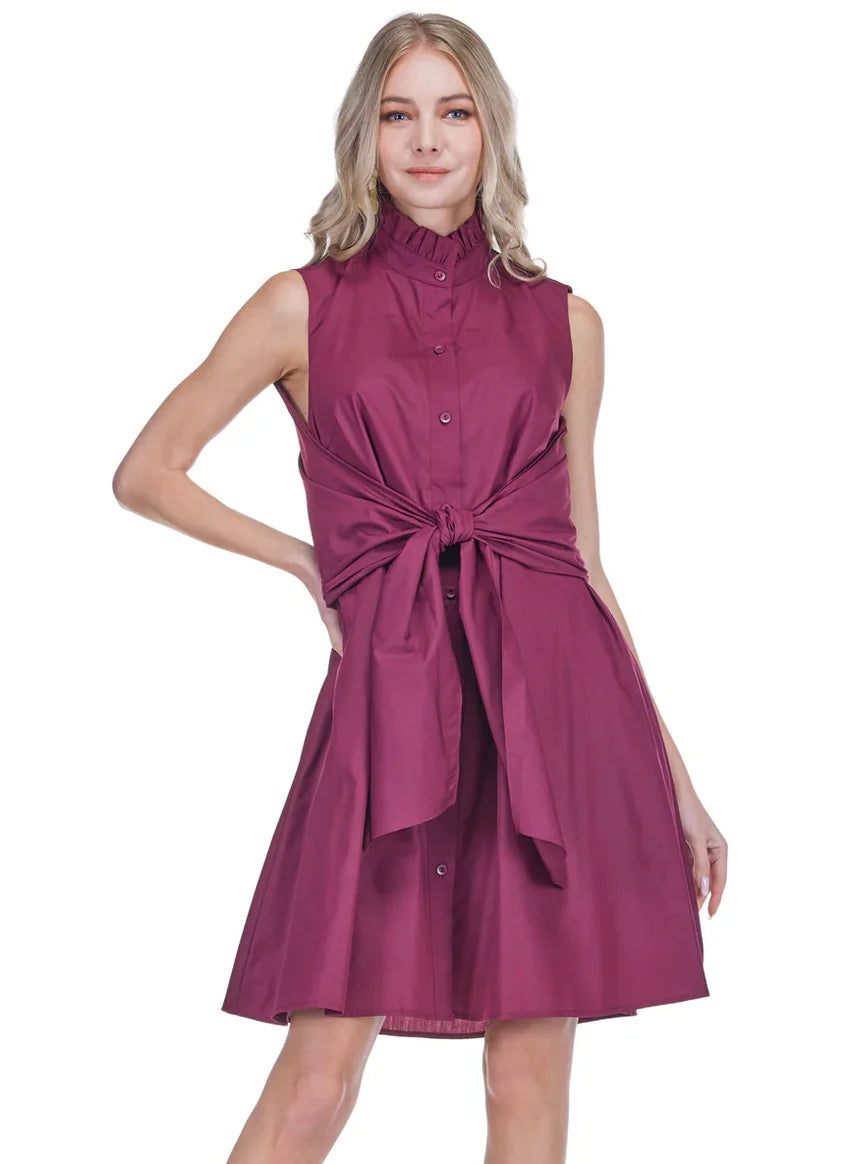 Back Wrap Dress in Maroon