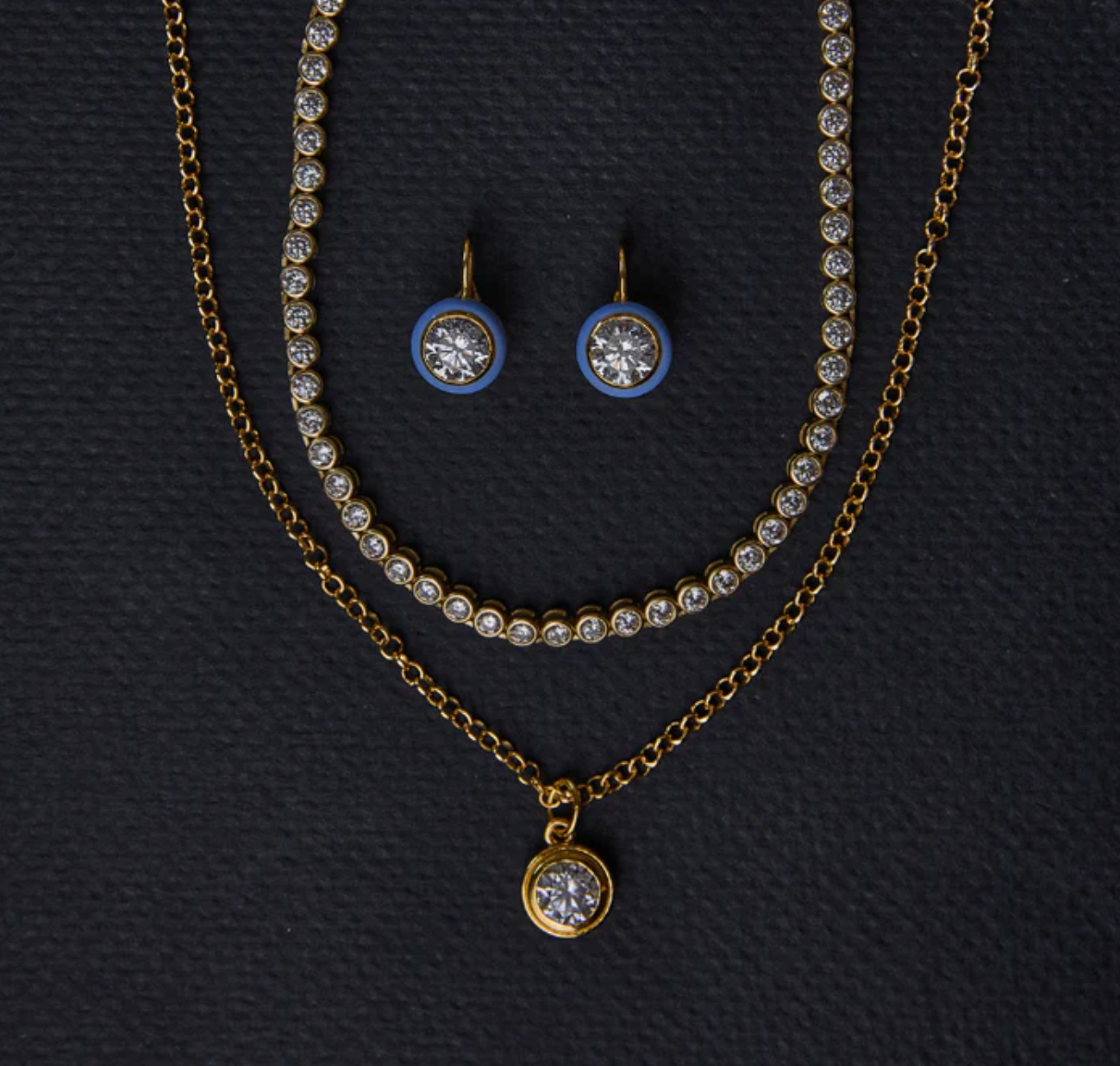 Enamel Bezel Drop Earring