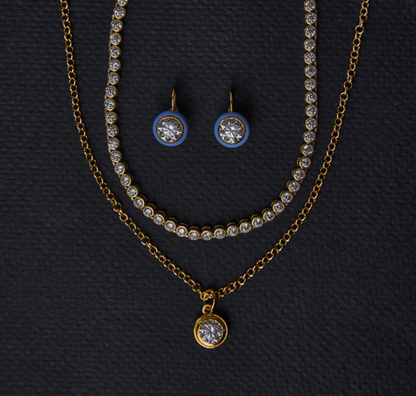 Enamel Bezel Drop Earring