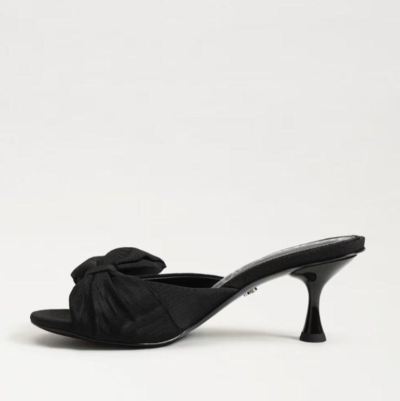 Ragan Kitten Heel Sandal in Black Fabric