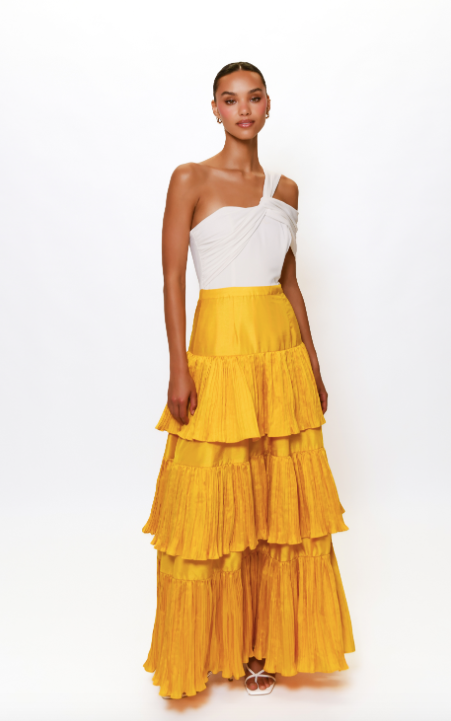 Rhea Dress in White &amp; Gold