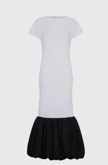 White Bubble Hem T-shirt Dress