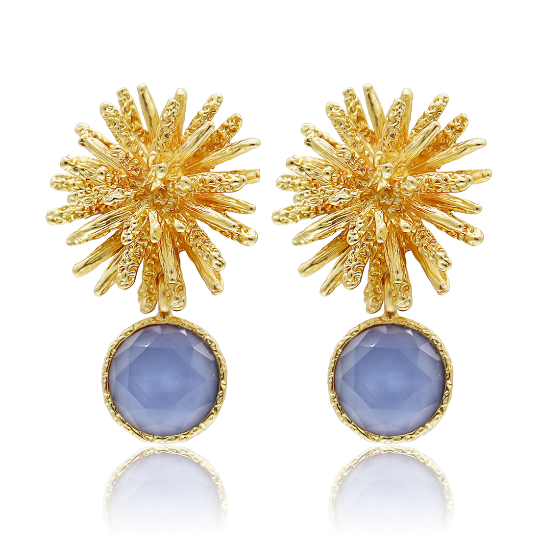 Starburst x Gem Drop Earrings - 24K Gold Plated