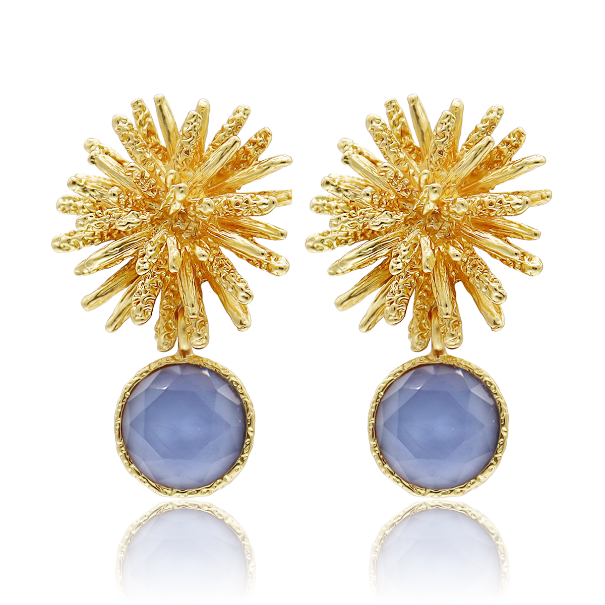 Starburst x Gem Drop Earrings - 24K Gold Plated
