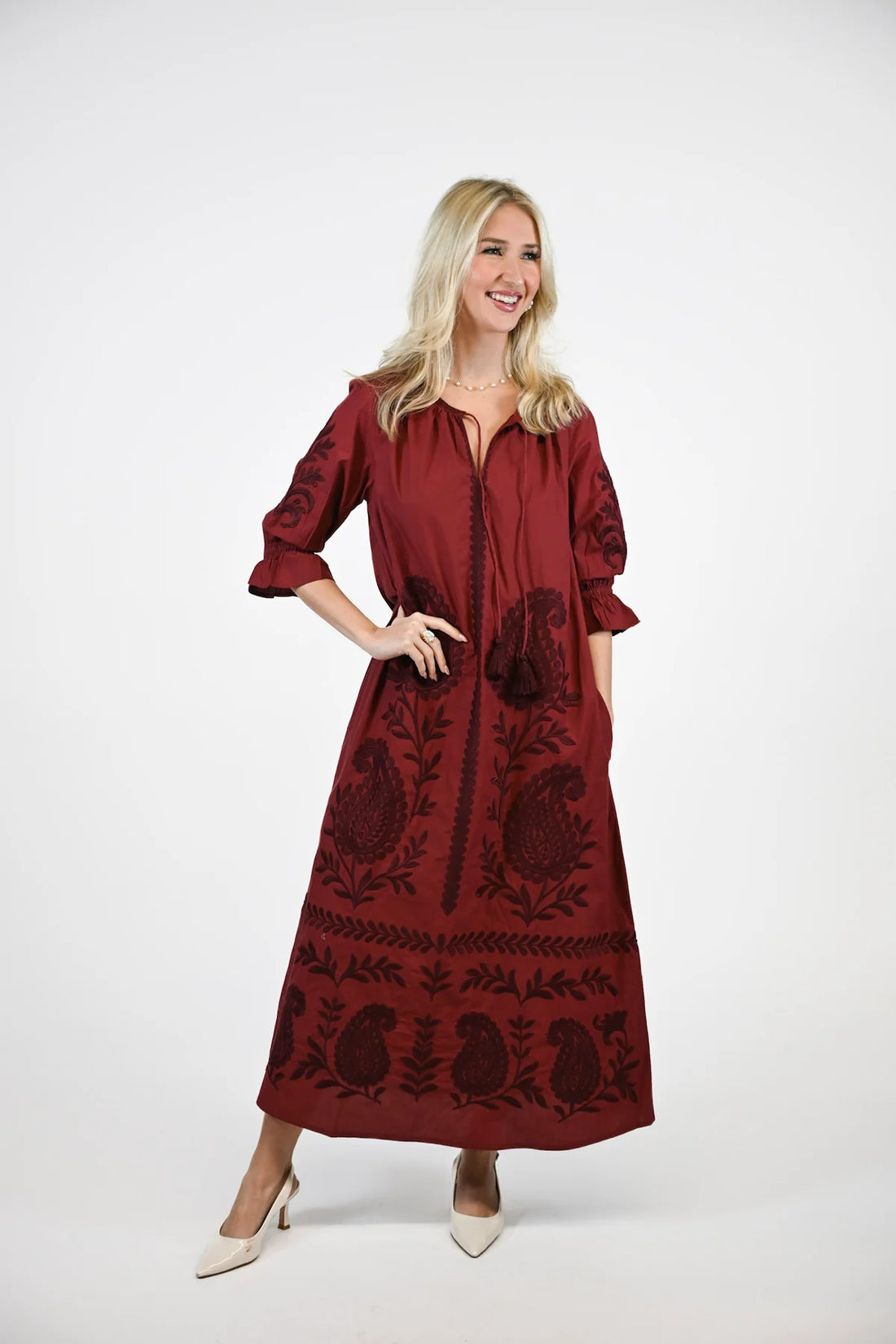 Bella Maxi Dress in Garnet Paisley