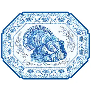 Handpainted Blue Chinoiserie Turkey Posh Die-Cut Placemat