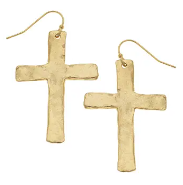Gold Flat Cross Earrings