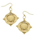 Gold Sea Shell Coin Earrings