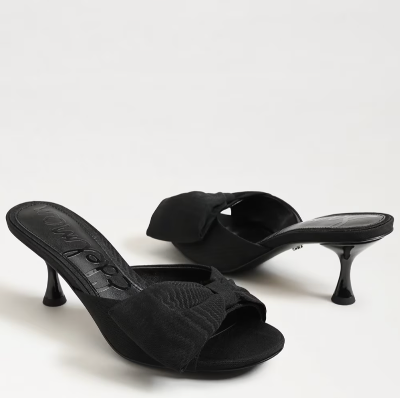 Ragan Kitten Heel Sandal in Black Fabric