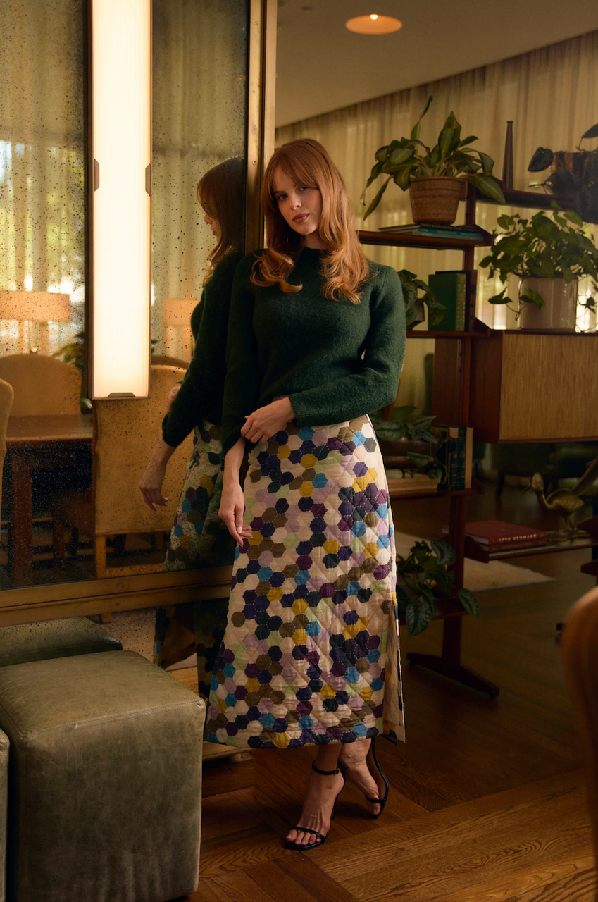 Hila Quilted Maxi Skirt in Vintage Mosaic