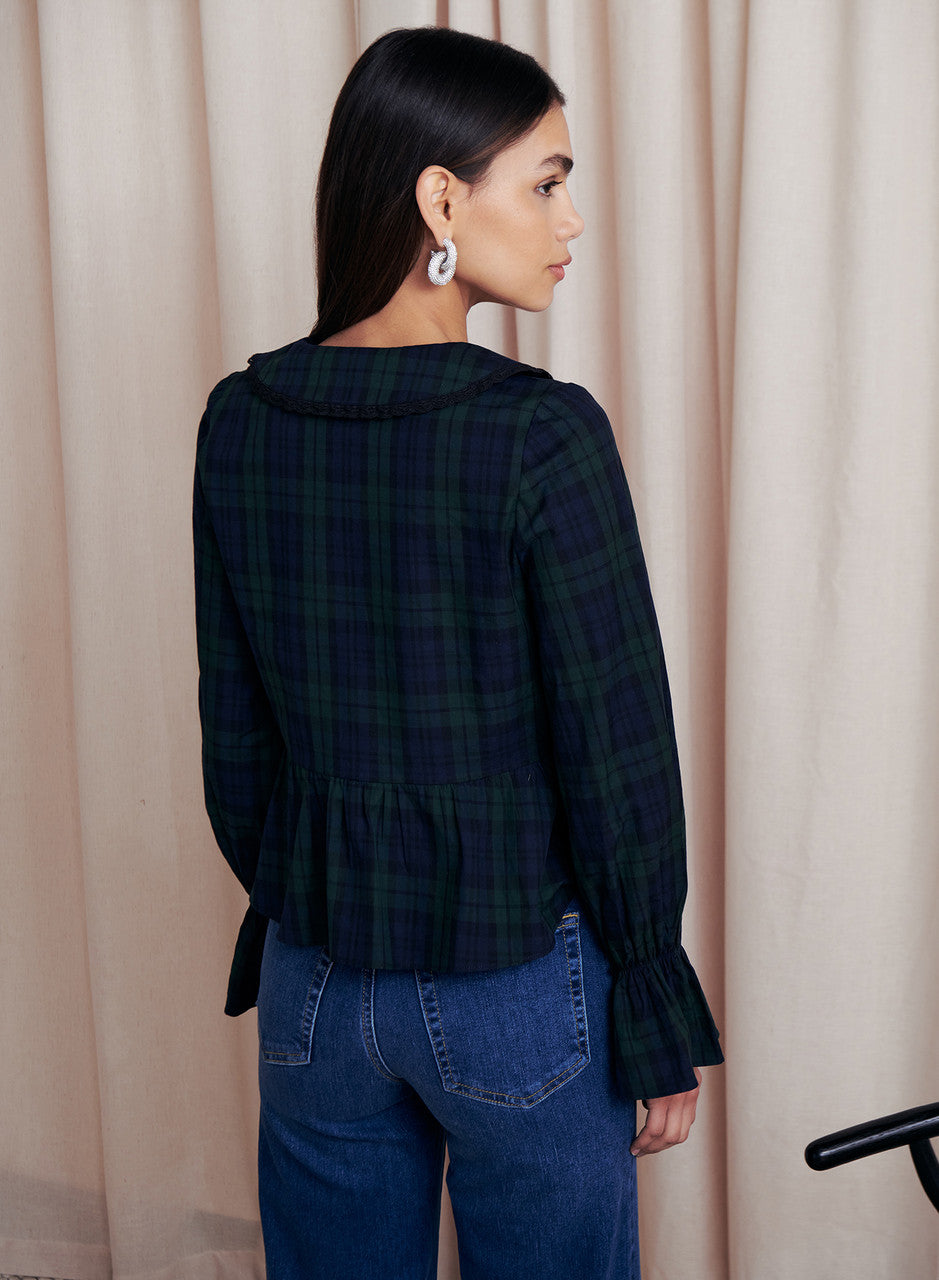 Yule Top in Forest Green Gingham