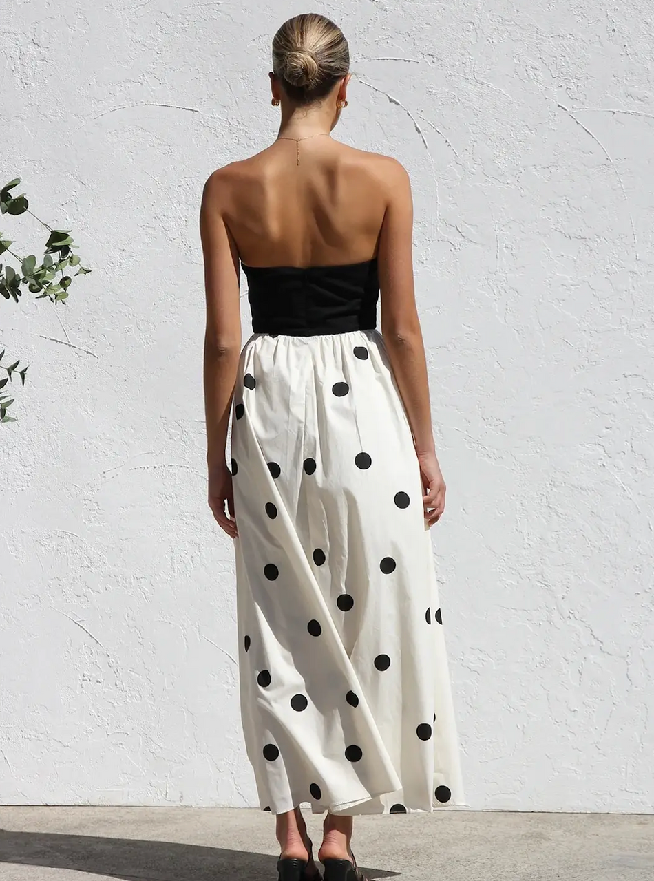 Polka Dots Bandeau Tube Strapless Dress