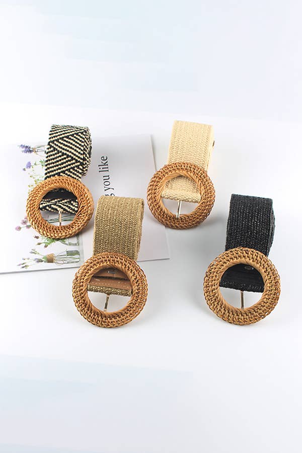 Simple Round Woven Buckle Belt