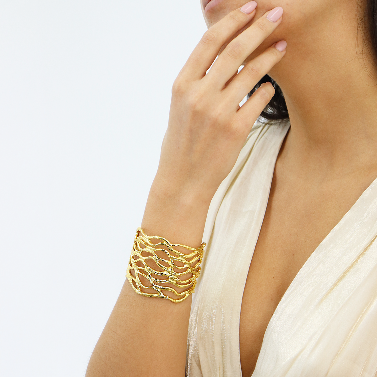 Statement Openwork Cuff Bracelet - 24K Gold Plated