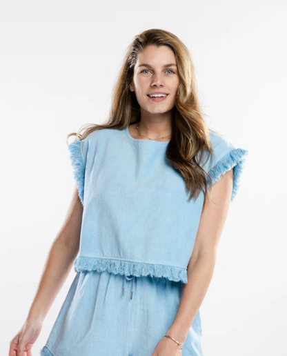 Posey French Terry Sleeveless Crop