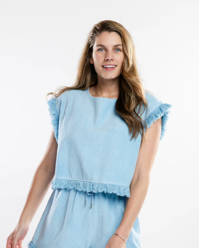 Posey French Terry Sleeveless Crop
