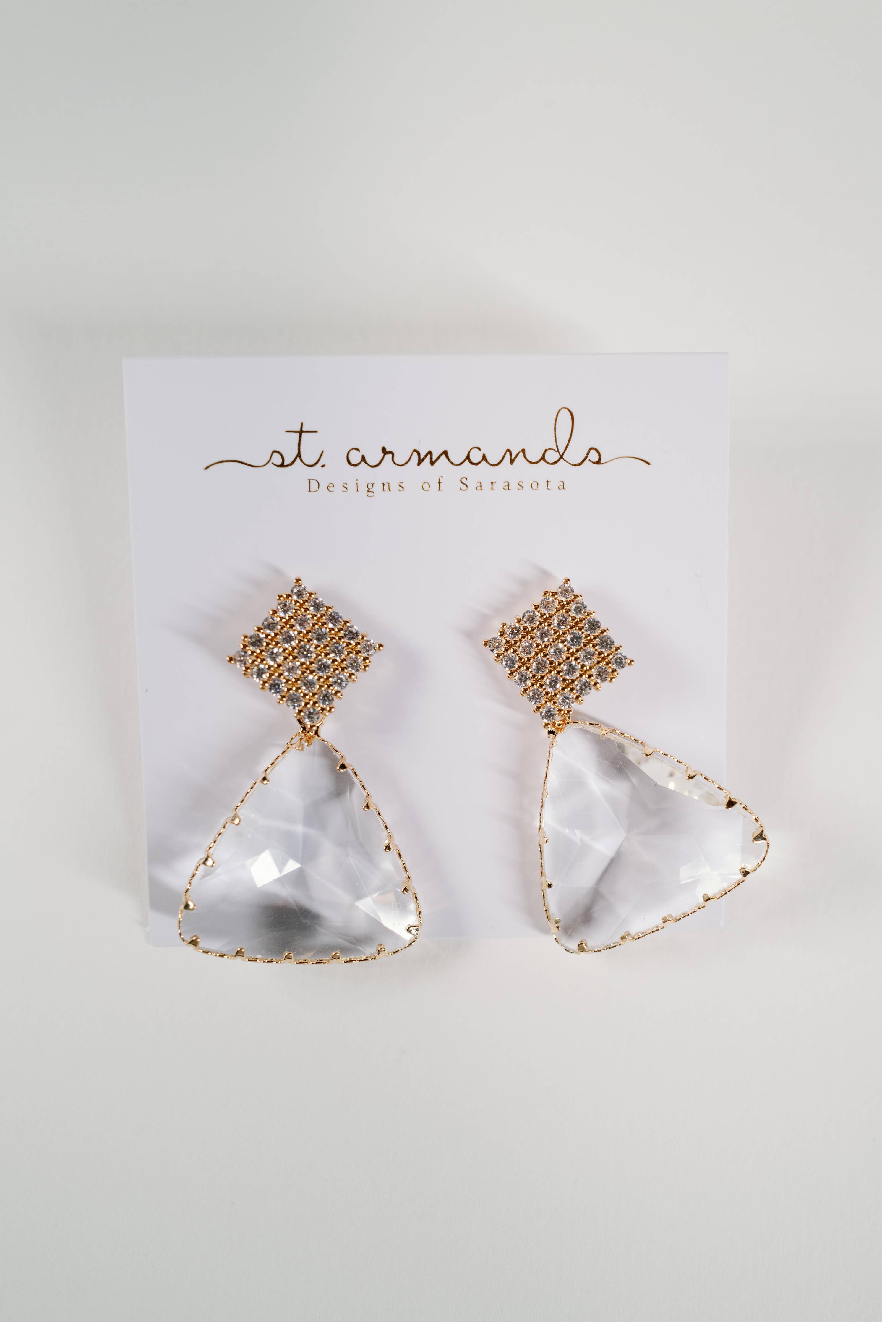 Diamond Pave and Crystal Drop Holiday Statement Earrings