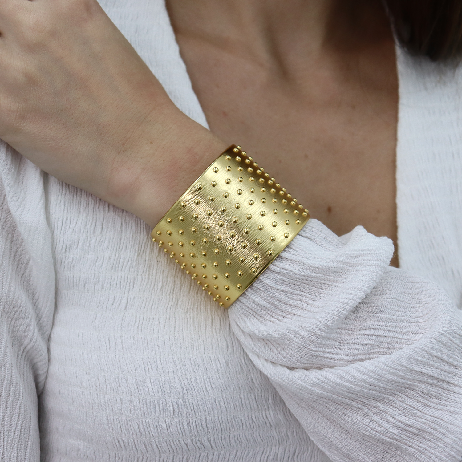 Wide Ladybug Cuff - 24K Gold Plated