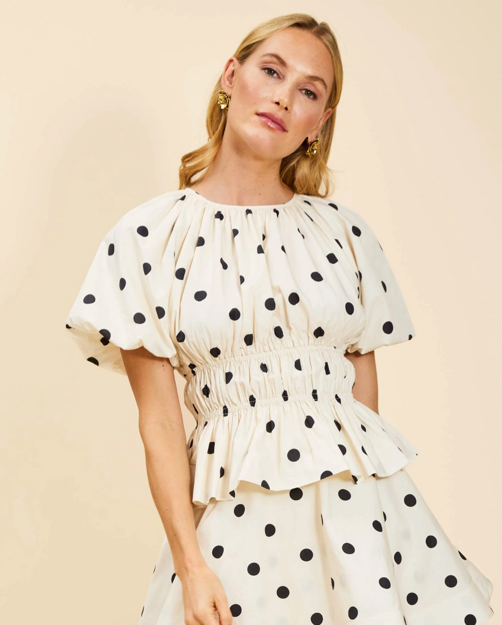 Breakfast Smocked Top in Polka Dot