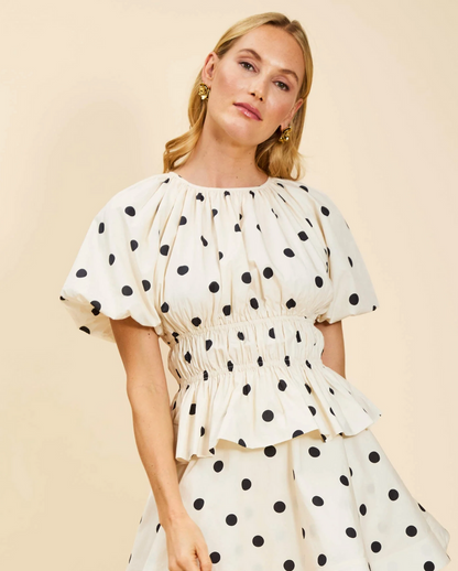 Breakfast Smocked Top in Polka Dot