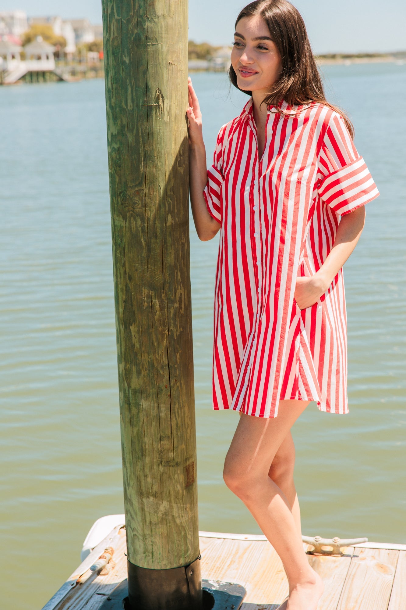 Dock Dress, Red Stripes