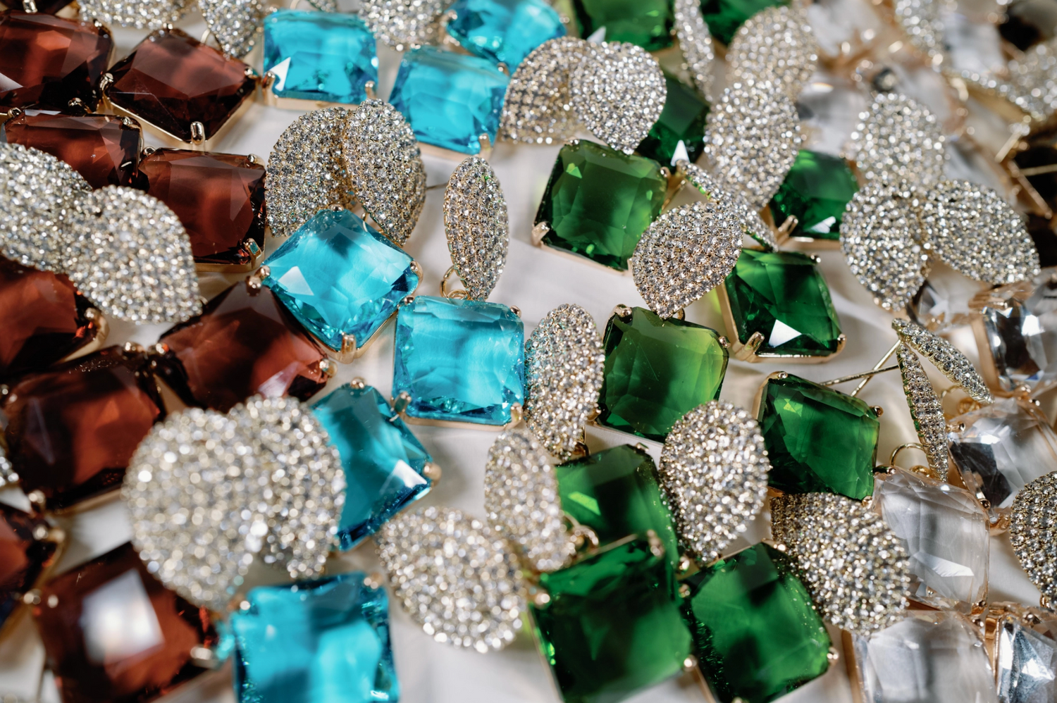 Retro Pave Crystal Gum Drop Statement Earrings