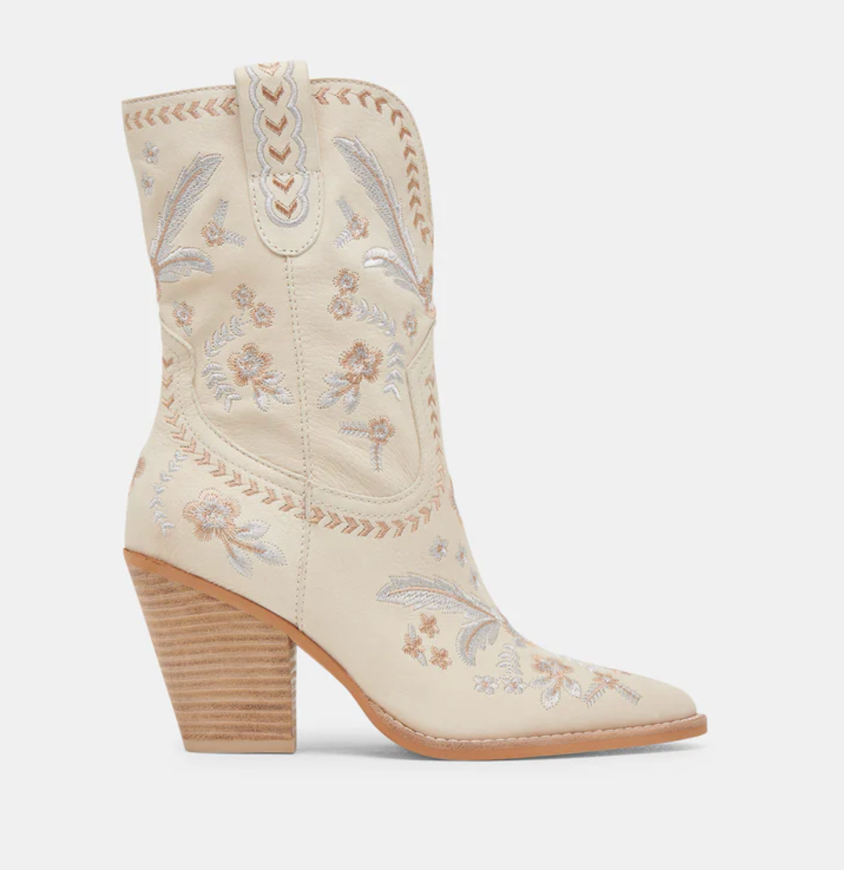 Jessey Floral Boots in Creme Nubuck