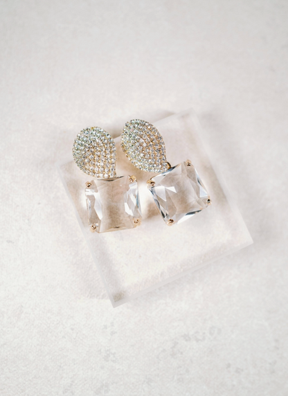 Retro Pave Crystal Gum Drop Statement Earrings