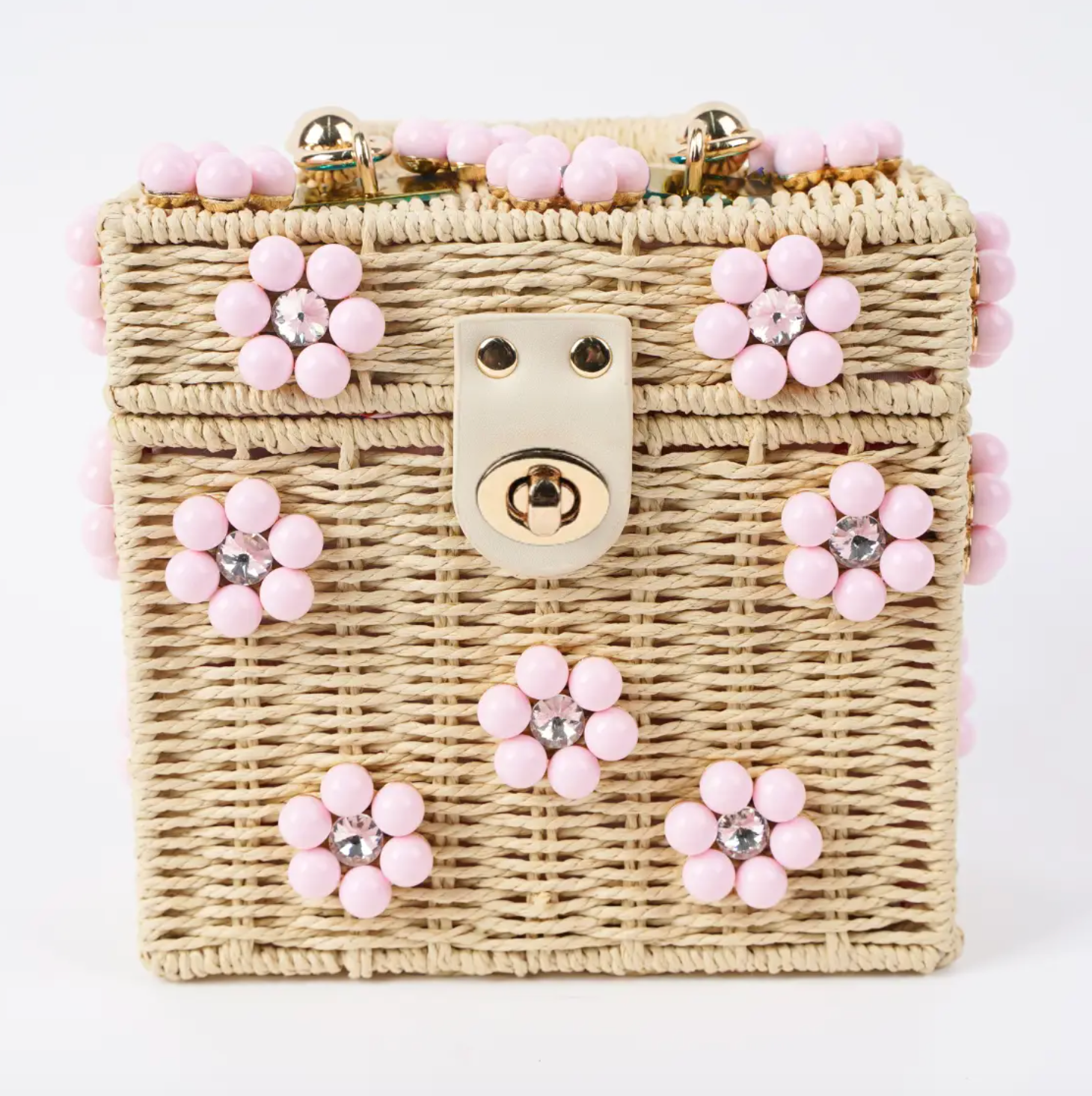 Wicker Bucket Daisy Flower Purse