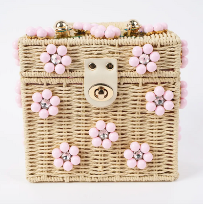 Wicker Bucket Daisy Flower Purse