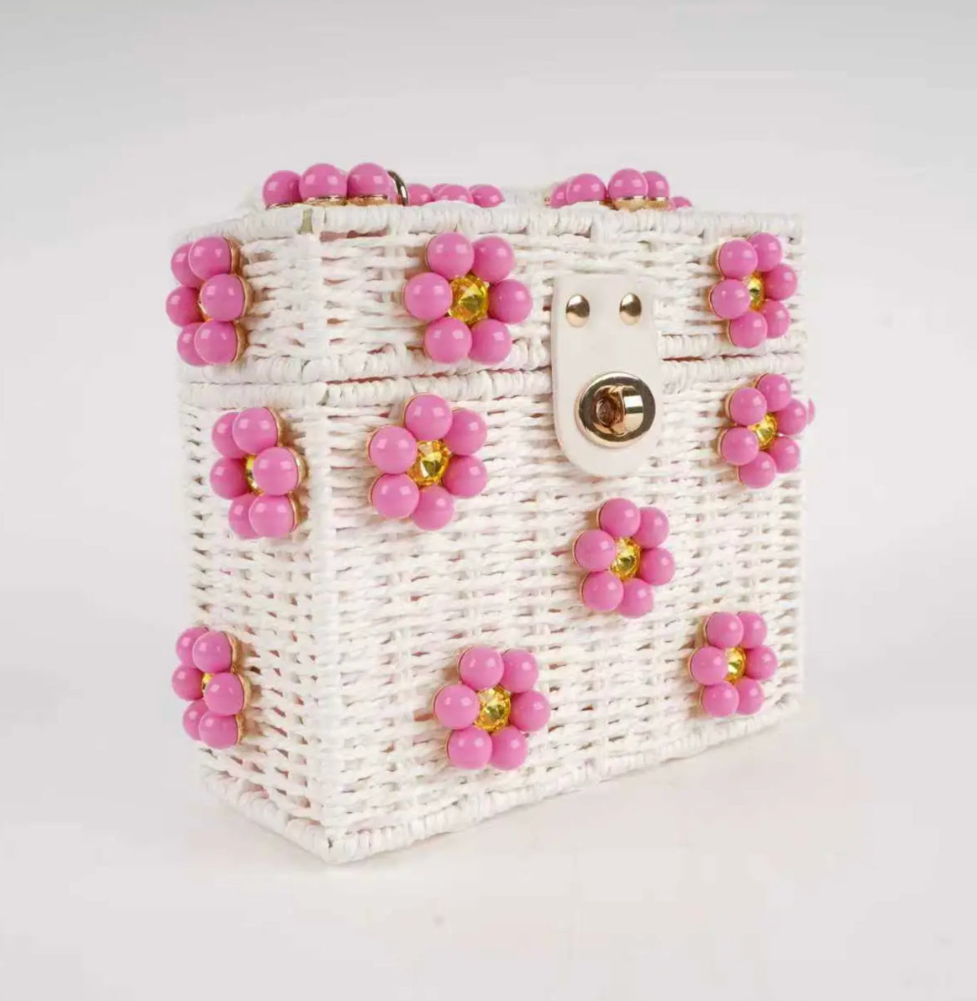 Wicker Bucket Daisy Flower Purse