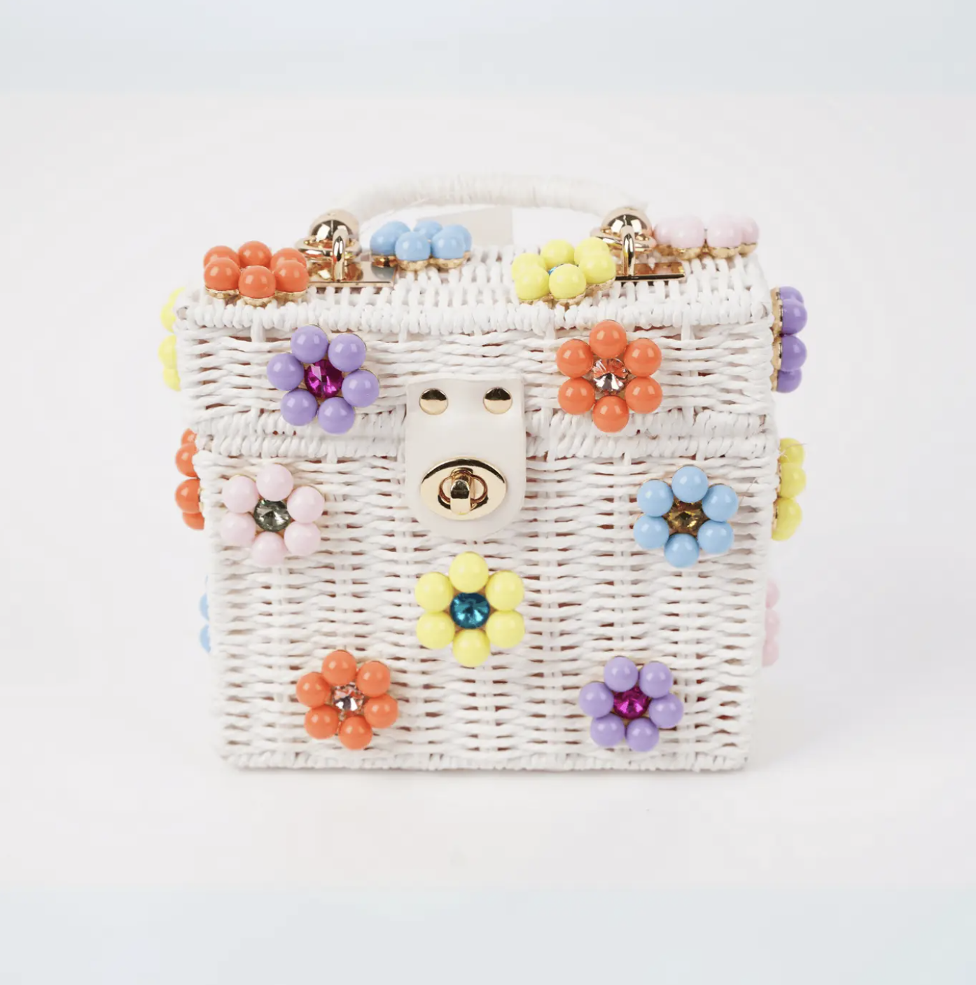 Wicker Bucket Daisy Flower Purse