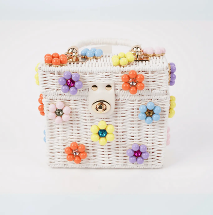 Wicker Bucket Daisy Flower Purse