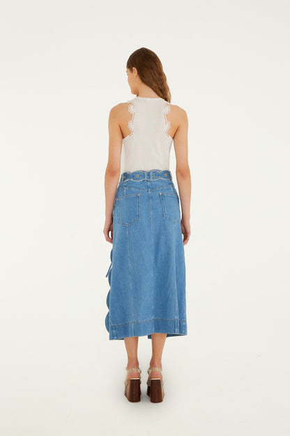 DENIM MIDI SKIRT