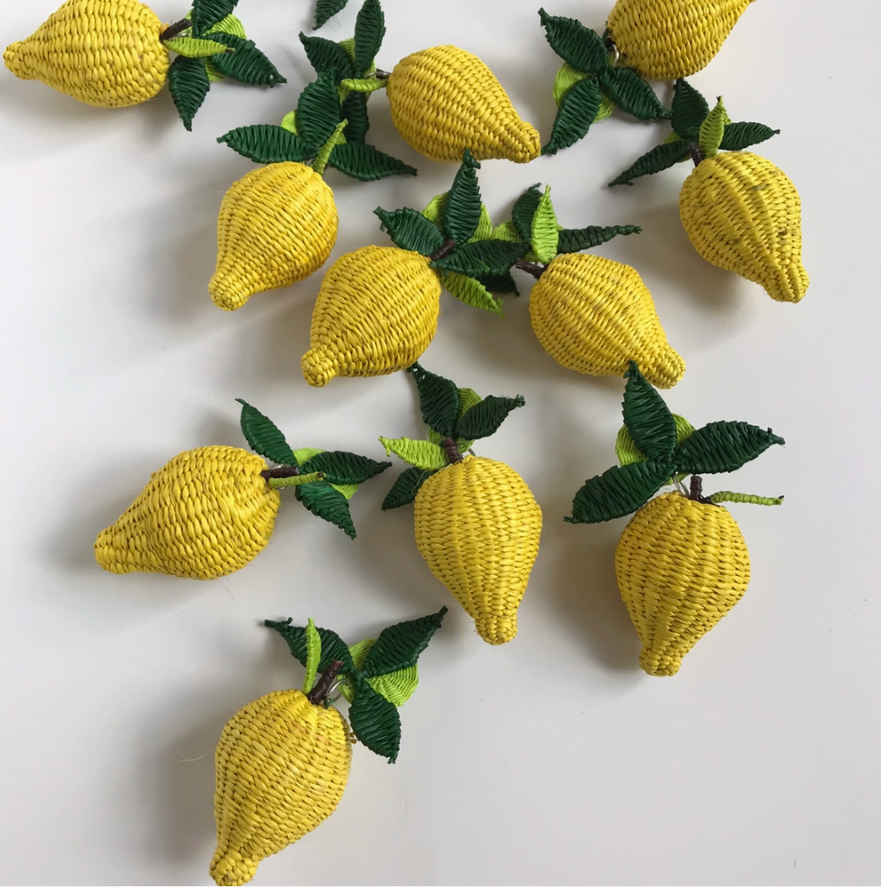 Iraca Woven Fruta &amp; Leaf Bloom Stud Earrings - Large