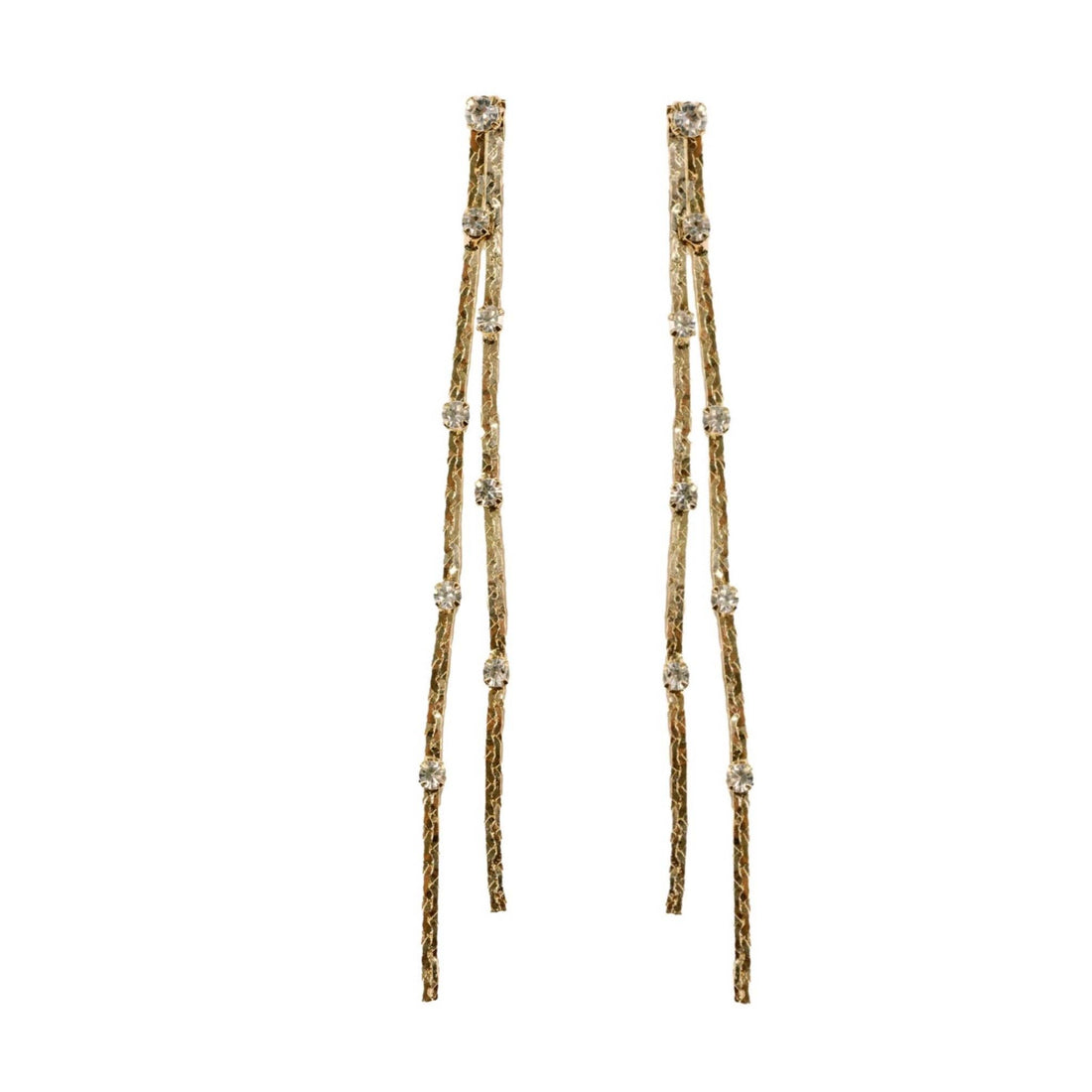 Diamond Dotted Gold Duster Statement Earrings