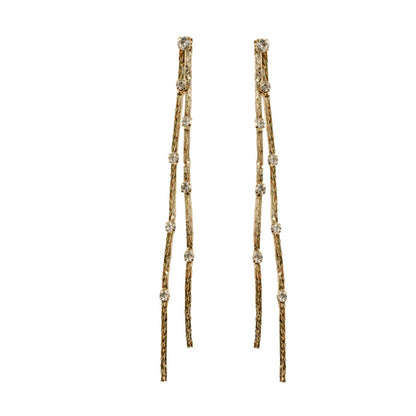 Diamond Dotted Gold Duster Statement Earrings