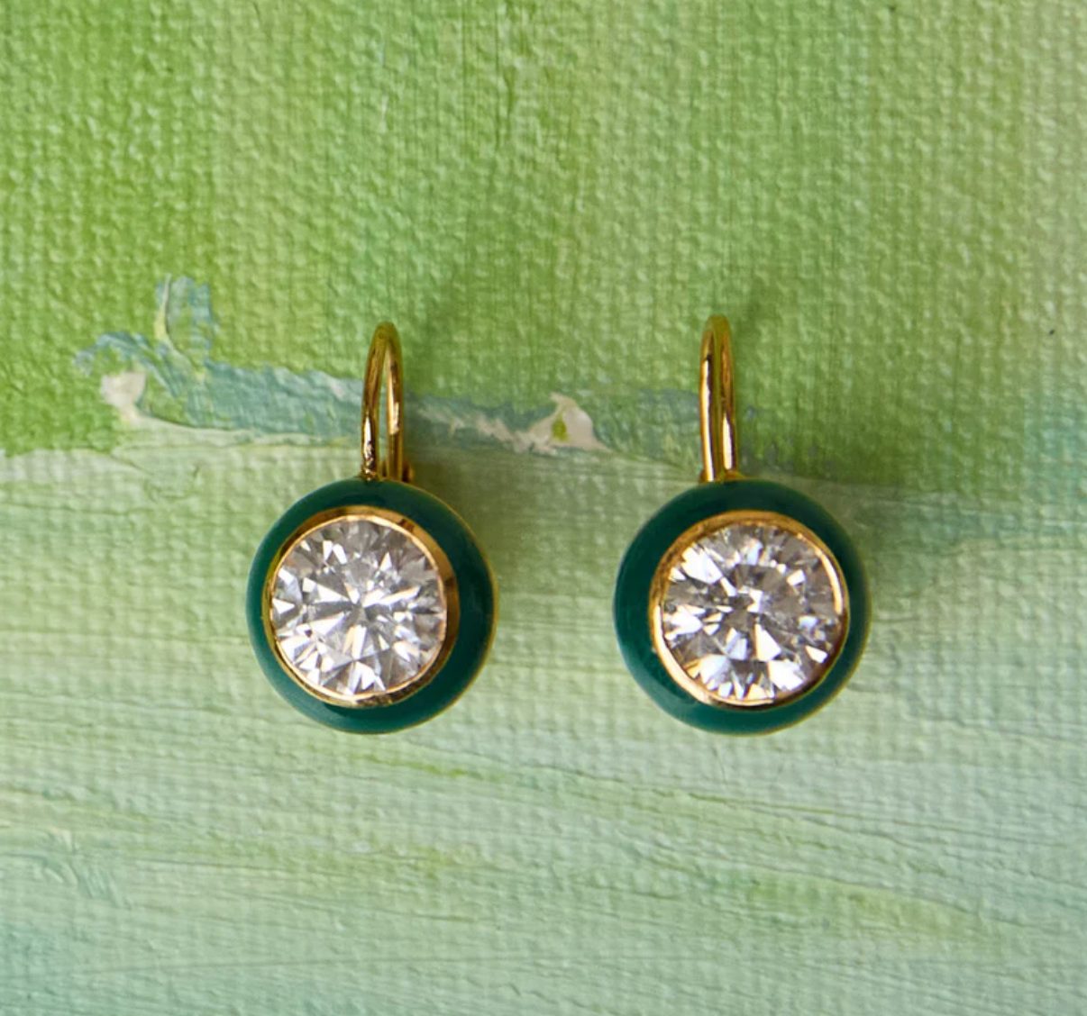 Enamel Bezel Drop Earring