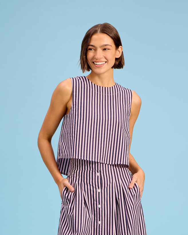 Crop Top, Lilac Pinstripe