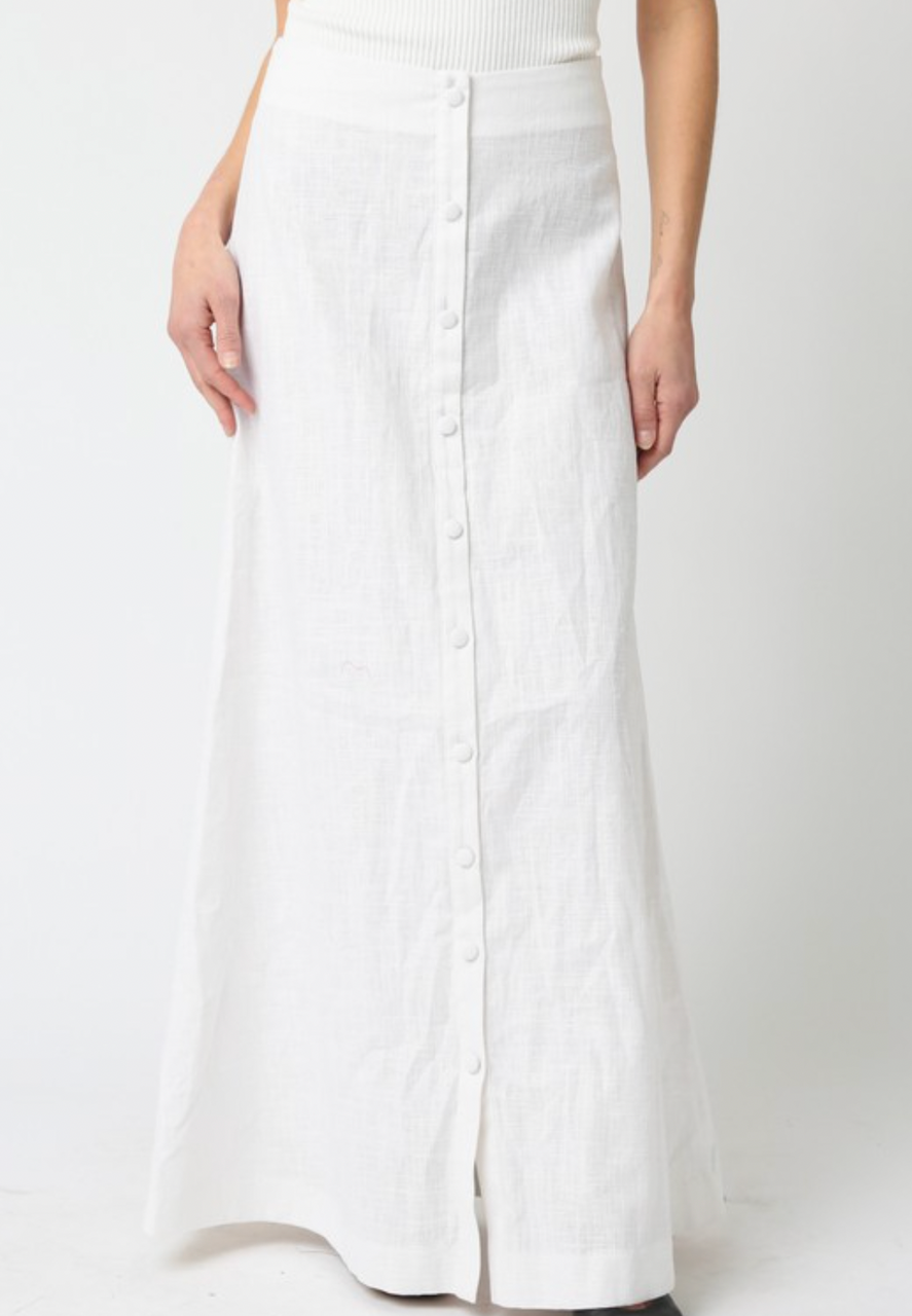 Summer Button Down Skirt in White