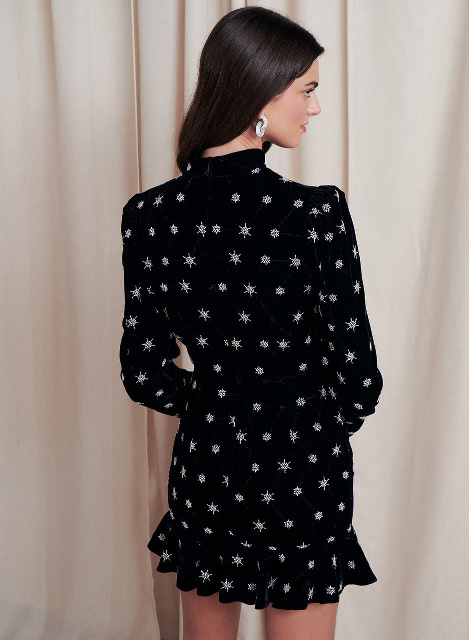 Merryn Beaded Embellished Velvet Mini Dress