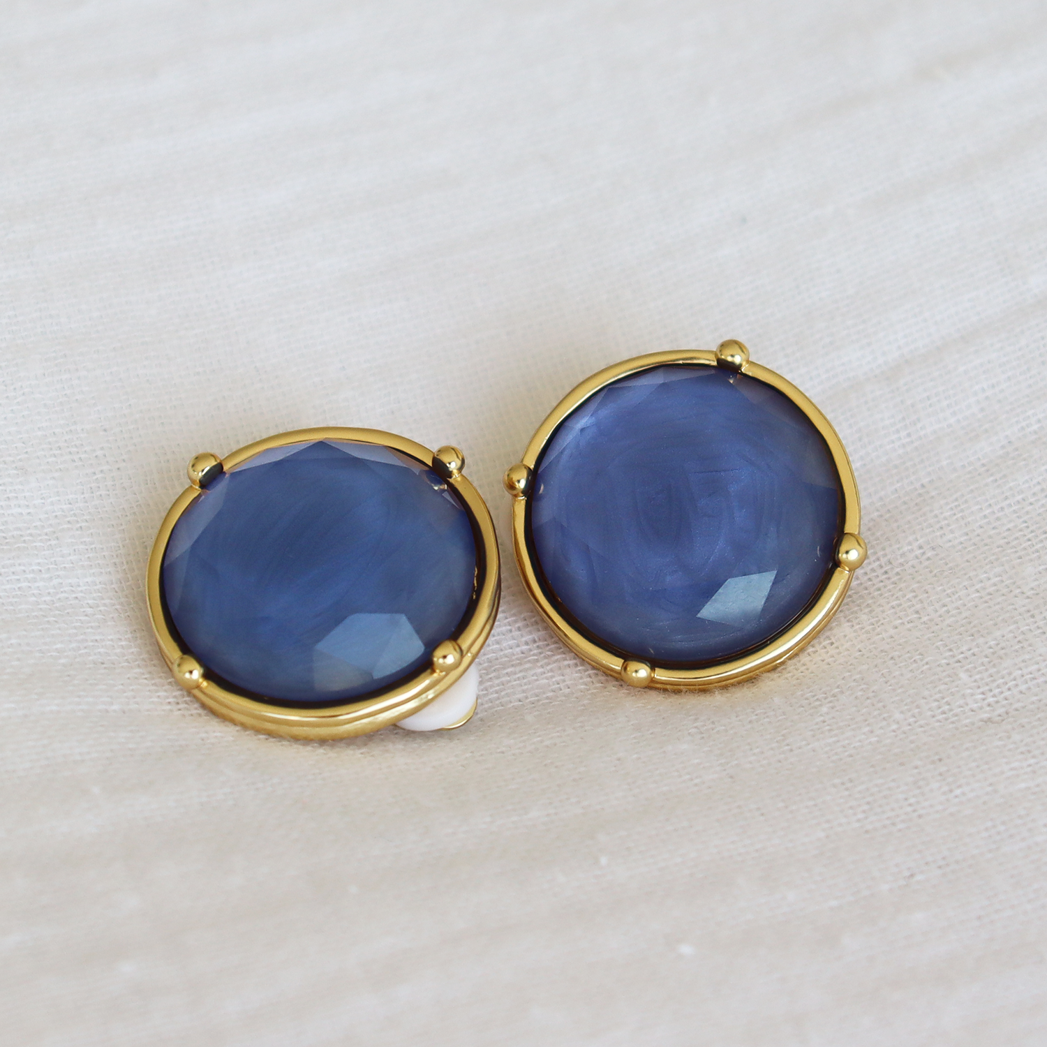 Cabochon Clip-On Earrings - 24K Gold Plated